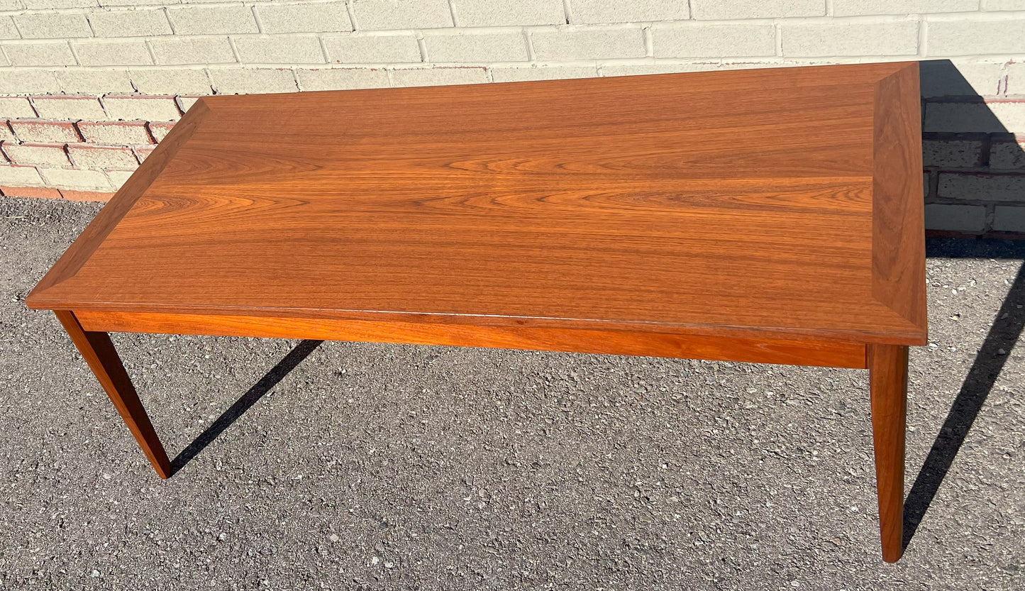 REFINISHED Mid Century Modern Teak Coffee Table, 51"