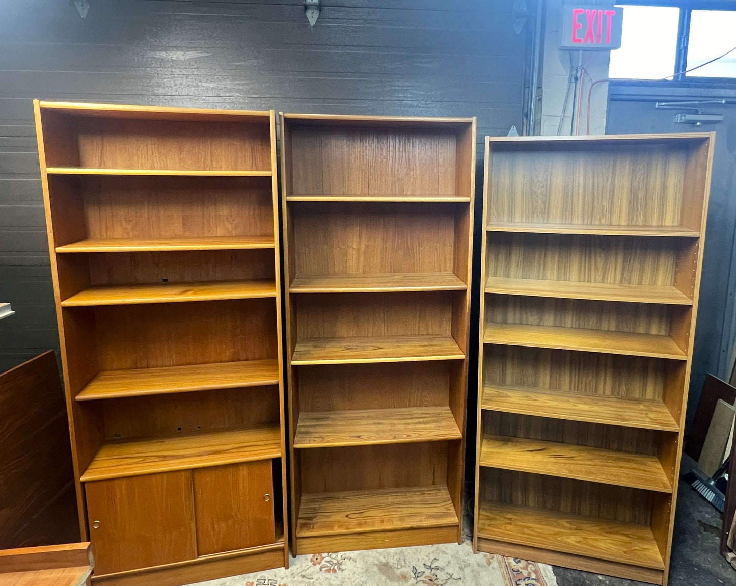 RESTORED Danish Mid Century Modern Teak Bookcase w doors H 76"