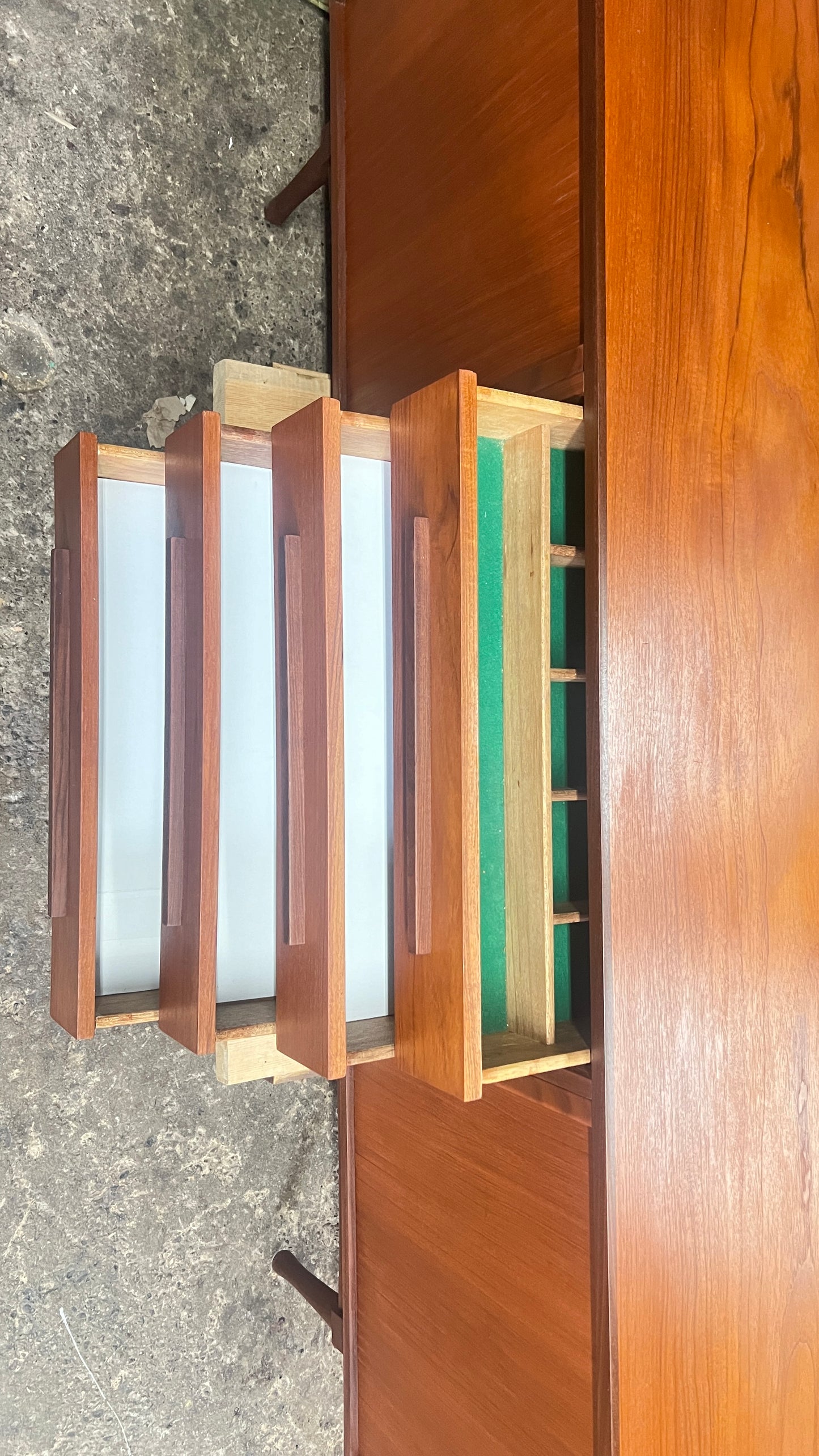 REFINISHED MCM teak sideboard with tambour doors by RS Associates 78"