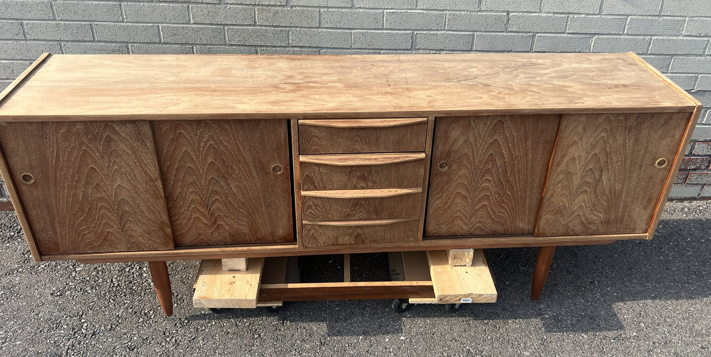 REFINISHED Mid Century Modern Teak Sideboard Narrow 74"