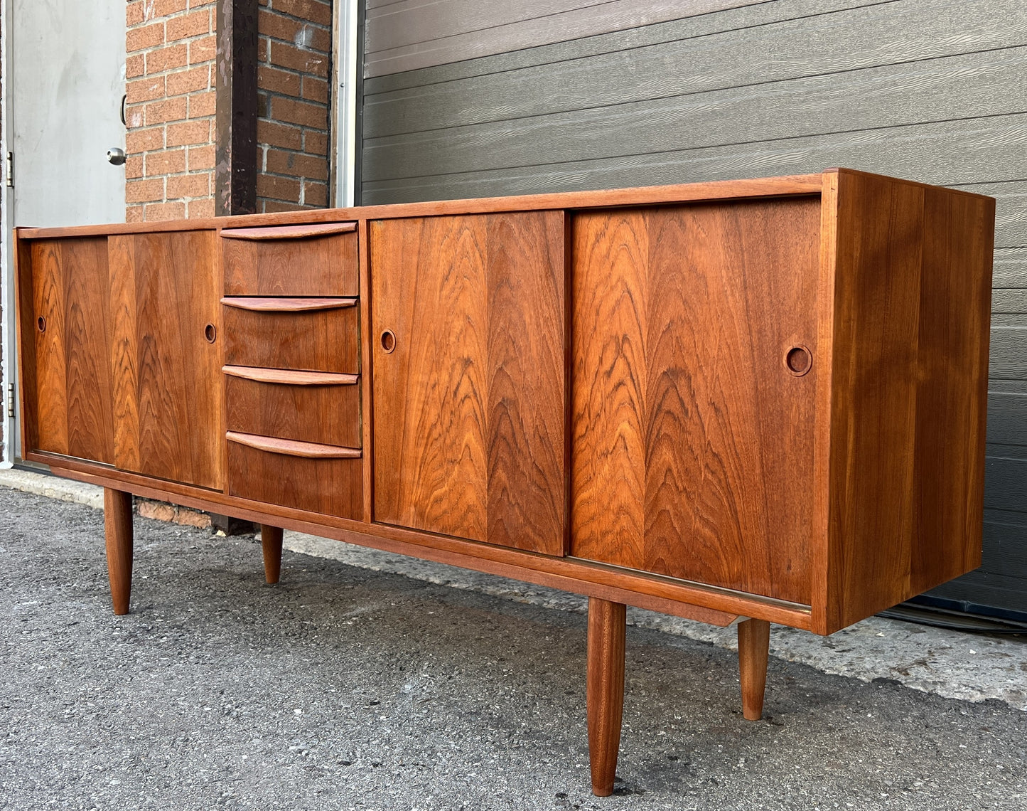 REFINISHED Mid Century Modern Teak Sideboard Narrow 74"