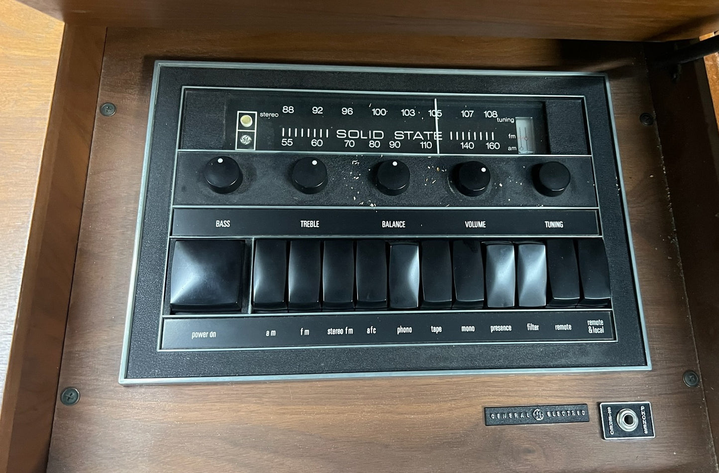 REFINISHED Mid Century Modern Walnut Stereo Console w Finished Back
