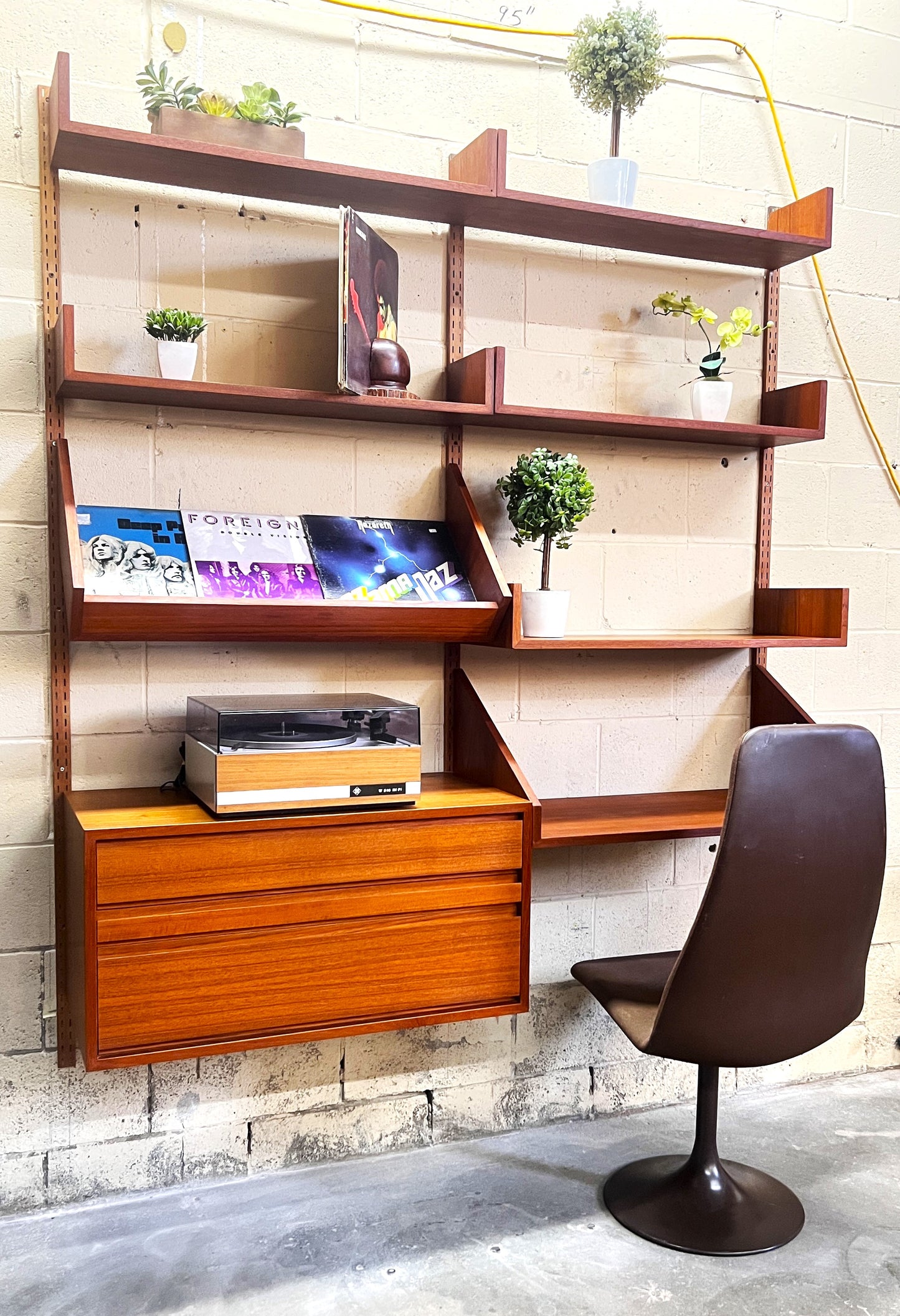 REFINISHED Mid Century Modern Teak Modular Wall Unit by REFF