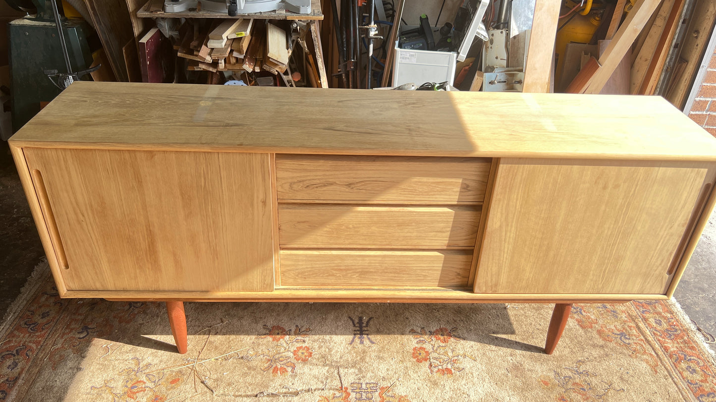 REFINISHED Danish Mid Century Teak Credenza Buffet 6 ft Narrow