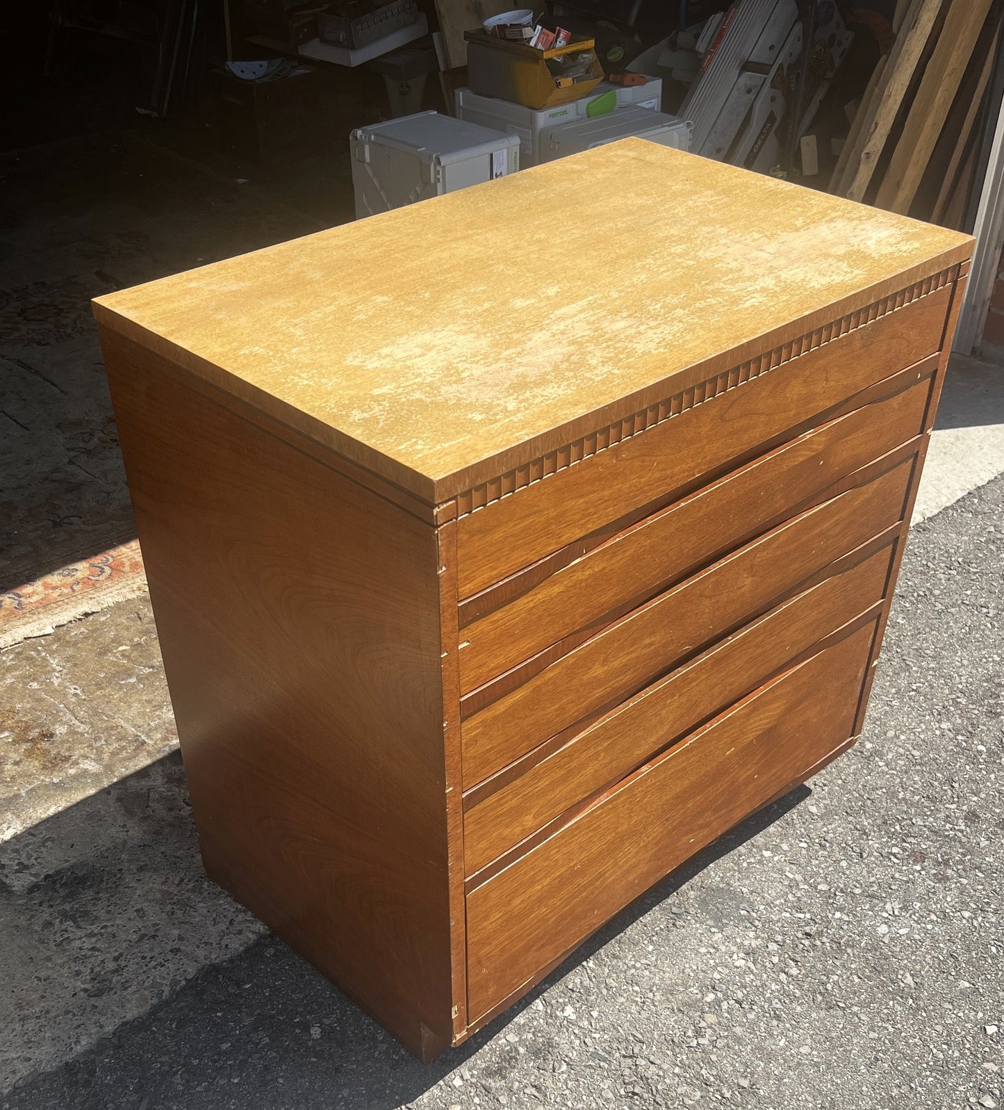 REFINISHED Art Deco Walnut Tallboy & free Mirror 30"