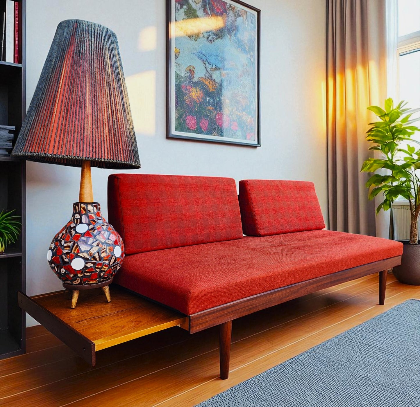 REFINISHED MCM Teak Svane Daybed by I. Relling w Pullout Side Tables