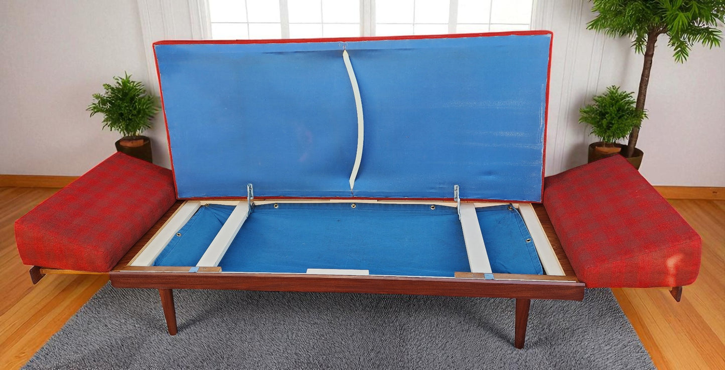 REFINISHED MCM Teak Svane Daybed by I. Relling w Pullout Side Tables