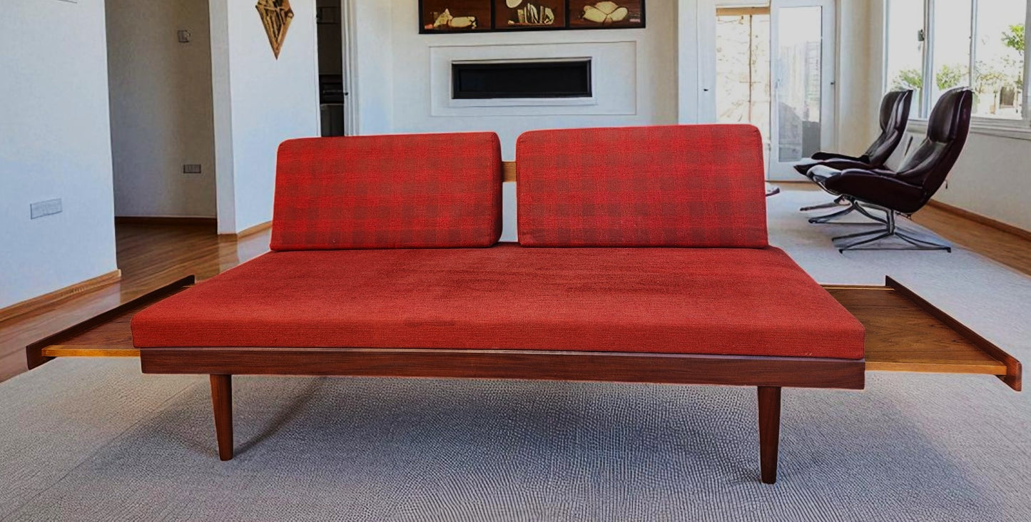 REFINISHED MCM Teak Svane Daybed by I. Relling w Pullout Side Tables