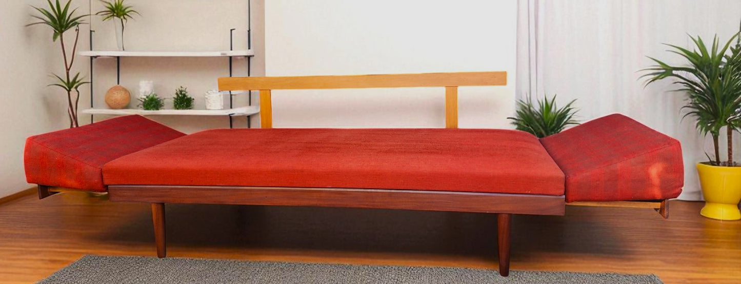 REFINISHED MCM Teak Svane Daybed by I. Relling w Pullout Side Tables