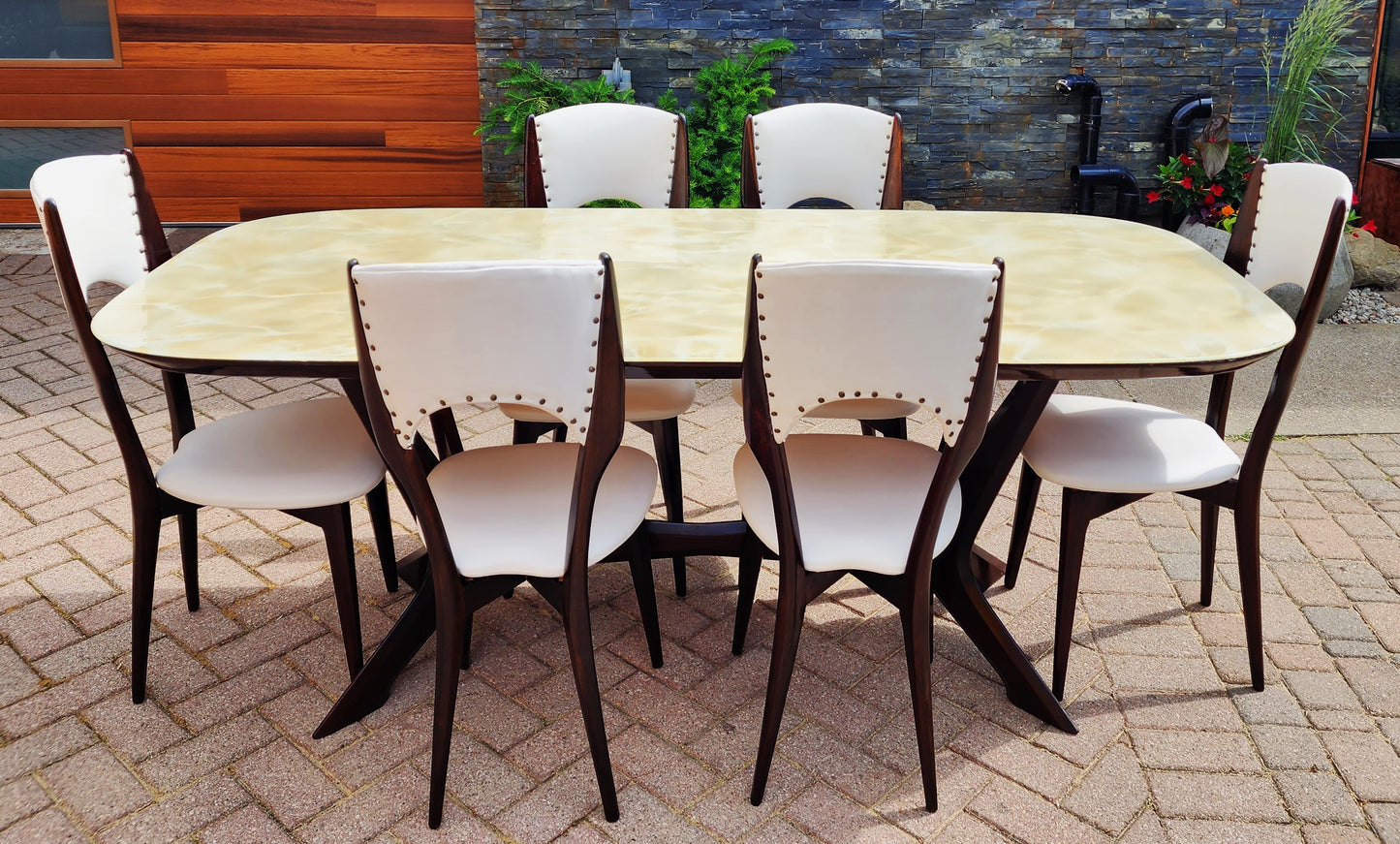 Italian Mid-Century Modern Dining Table & 6 Chairs by Carlo De Carli
