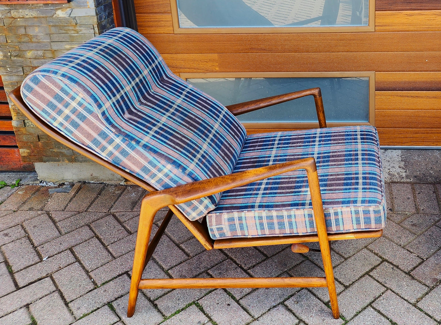 REFINISHED Danish MCM Walnut Lounge Chair Recliner & Ottoman by Ib Kofod Larsen for Selig