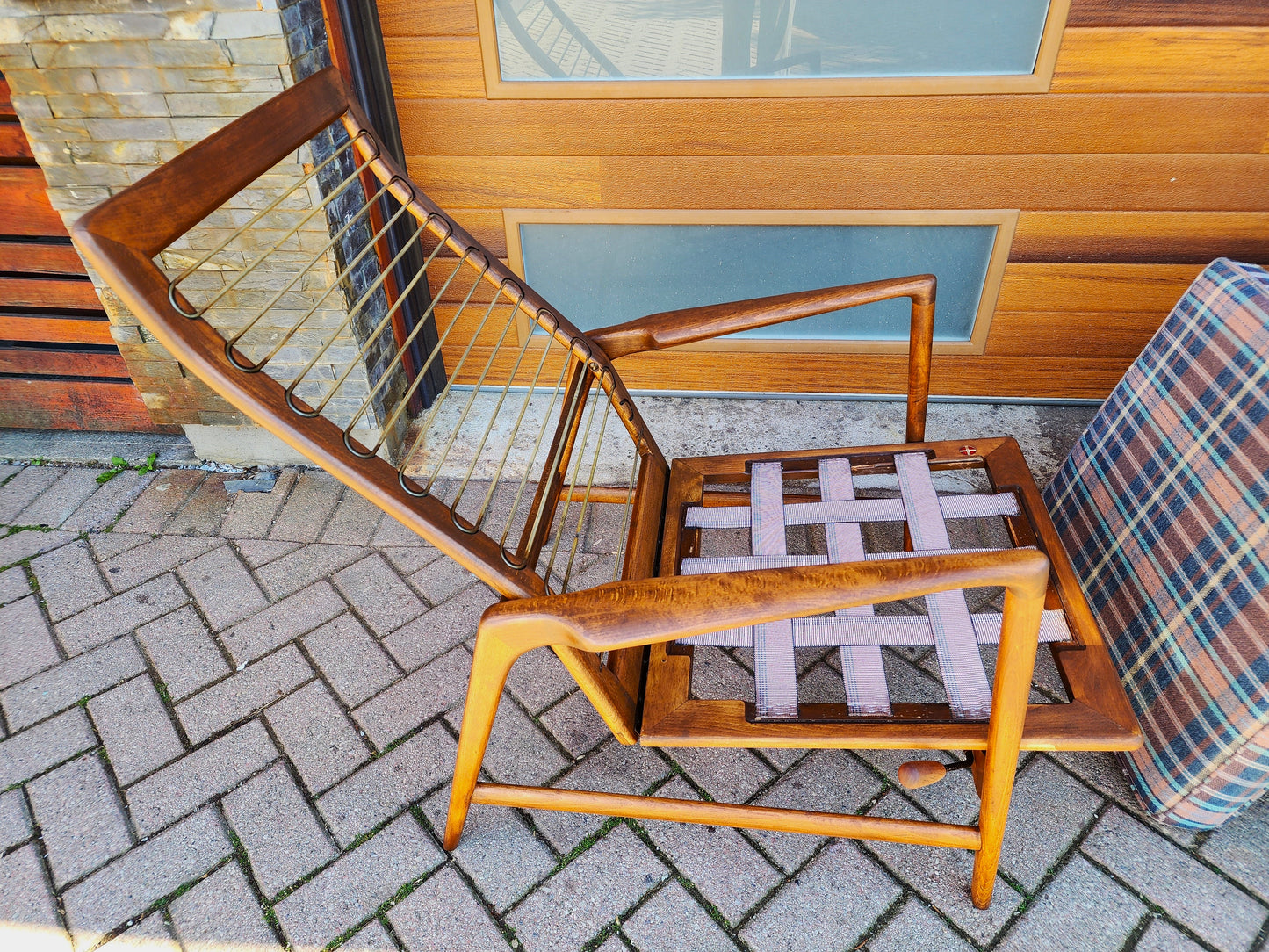 REFINISHED Danish MCM Walnut Lounge Chair Recliner & Ottoman by Ib Kofod Larsen for Selig