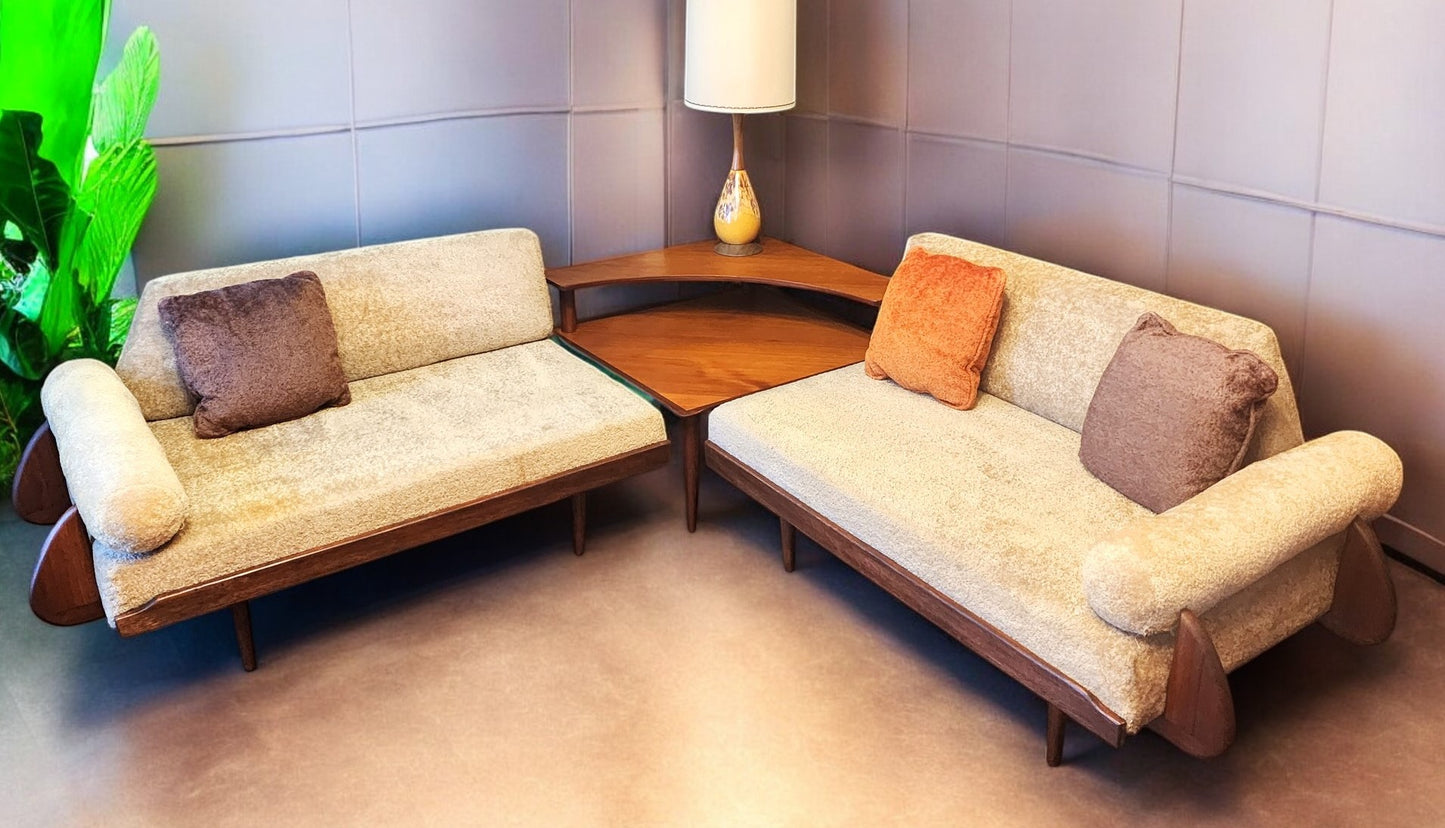 REFINISHED Mid Century Modern 2 Loveseats or 4-Seater Sofa by A. Pearsall