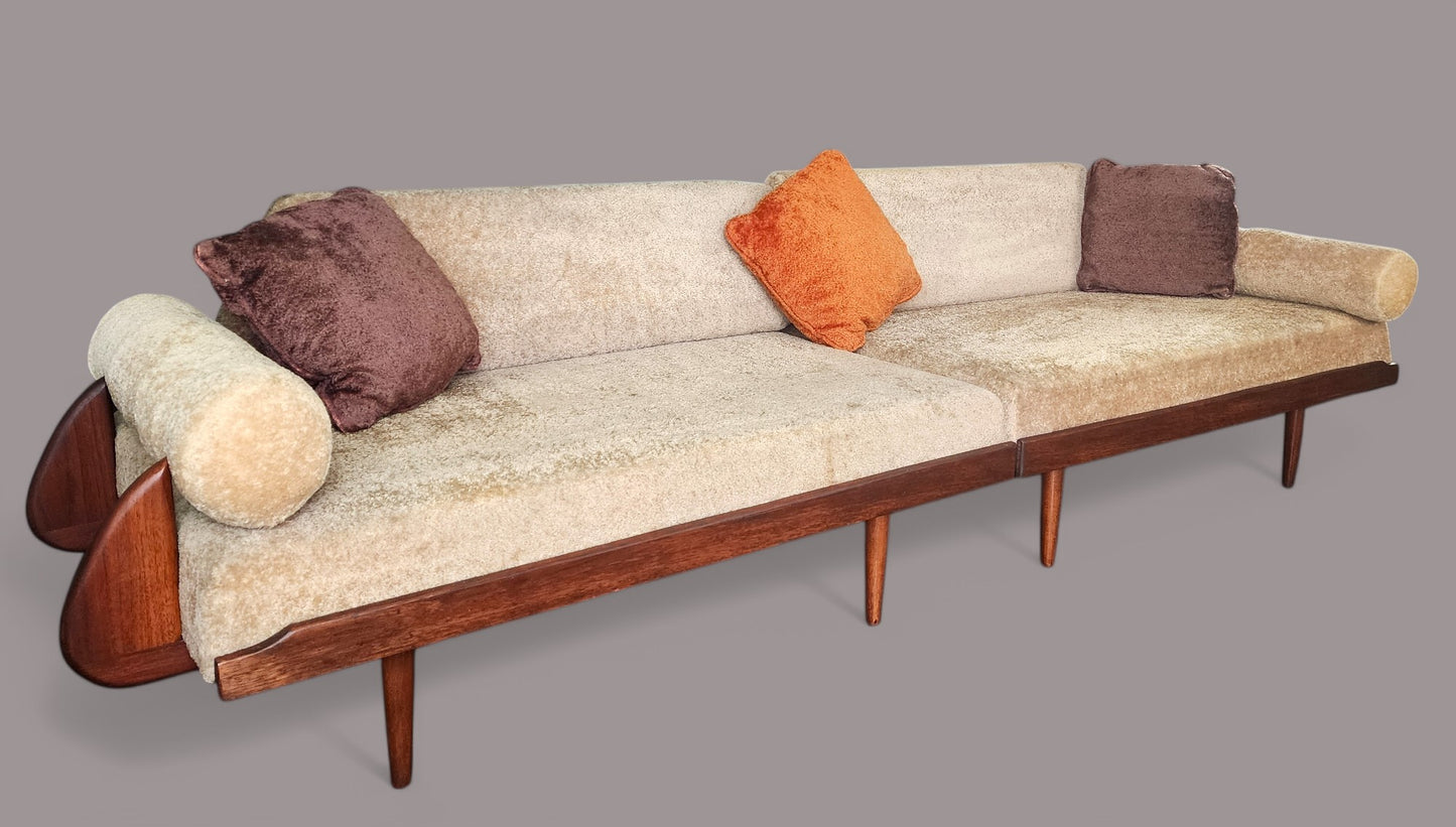 REFINISHED Mid Century Modern 2 Loveseats or 4-Seater Sofa by A. Pearsall
