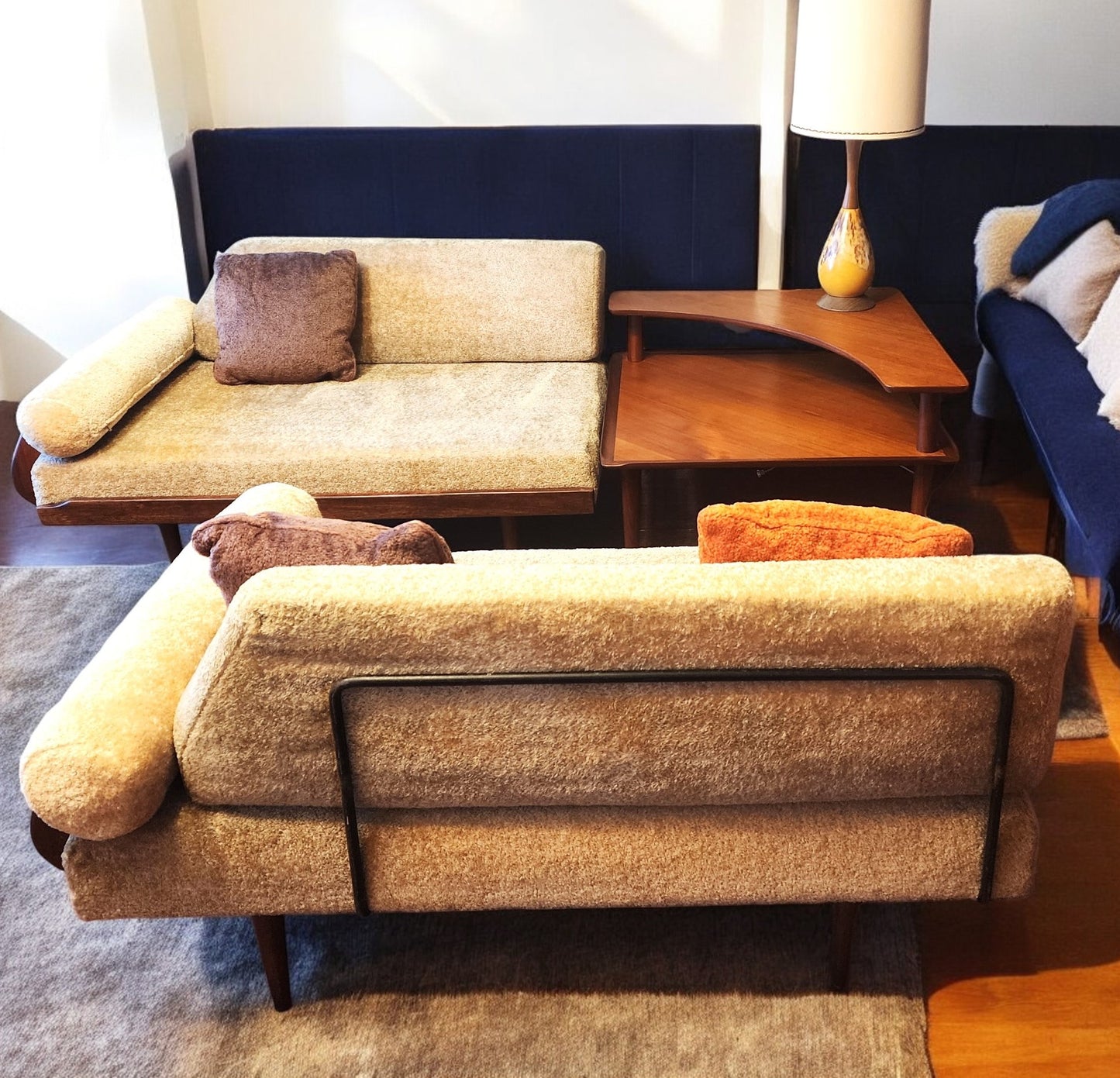 REFINISHED Mid Century Modern 2 Loveseats or 4-Seater Sofa by A. Pearsall