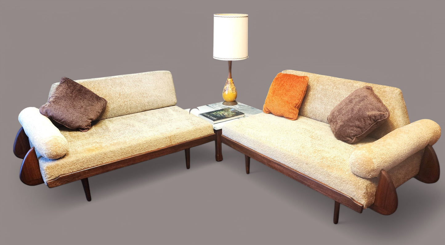 REFINISHED Mid Century Modern 2 Loveseats or 4-Seater Sofa by A. Pearsall