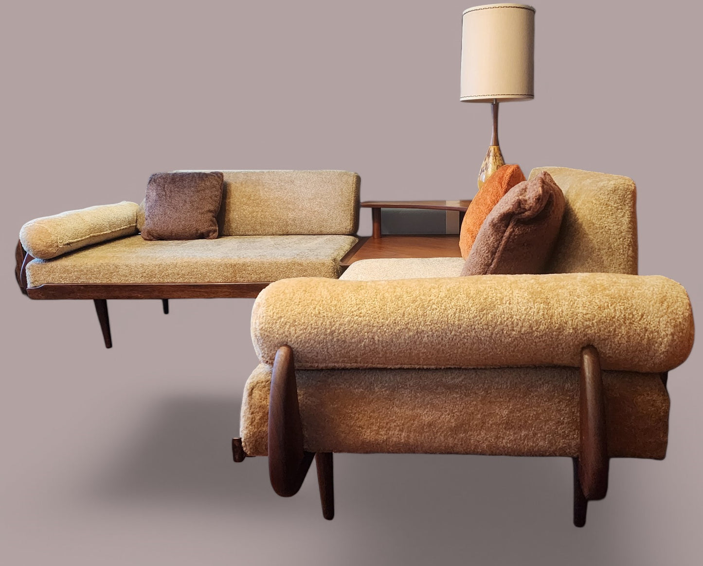 REFINISHED Mid Century Modern 2 Loveseats or 4-Seater Sofa by A. Pearsall