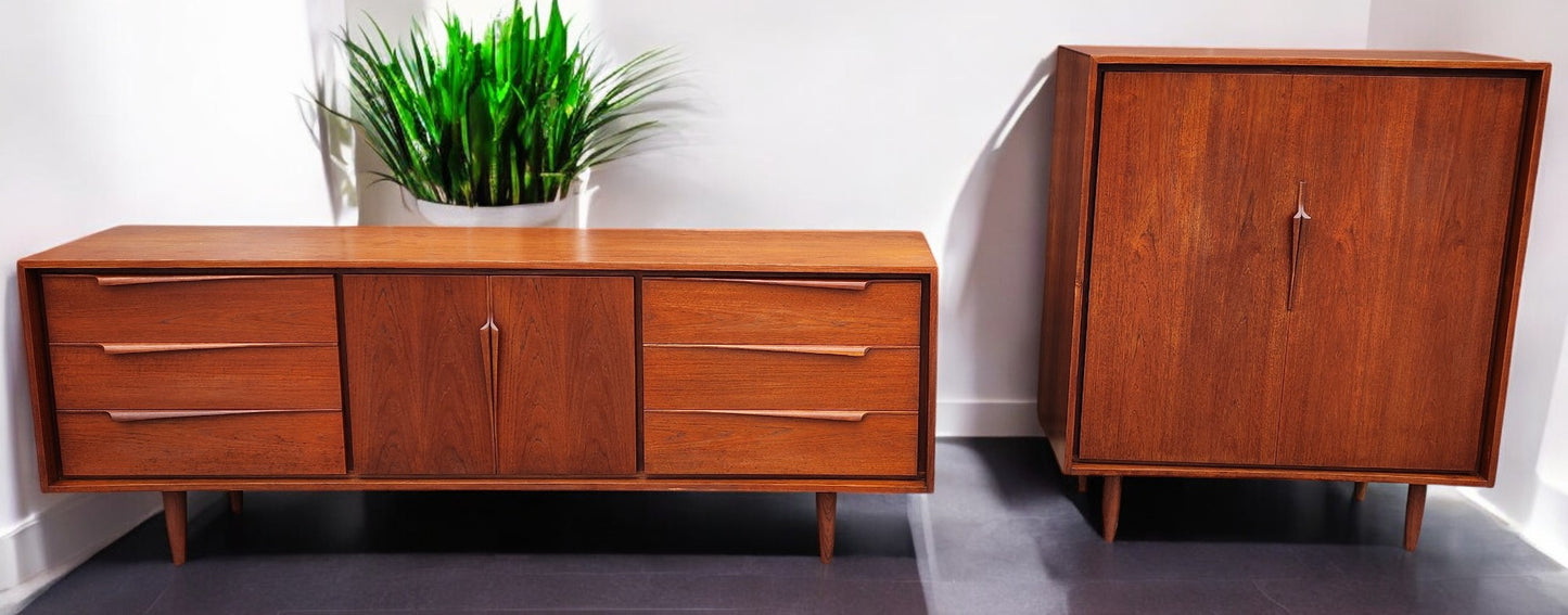 REFINISHED Mid Century Modern Teak Compact Wardrobe or Tall Dresser