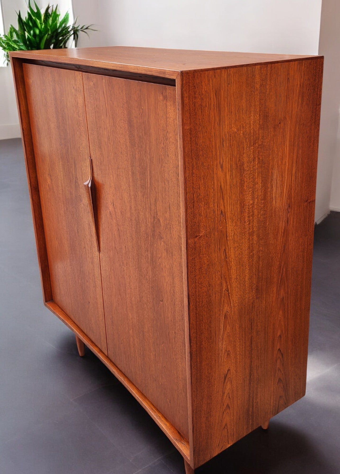 REFINISHED Mid Century Modern Teak Compact Wardrobe or Tall Dresser
