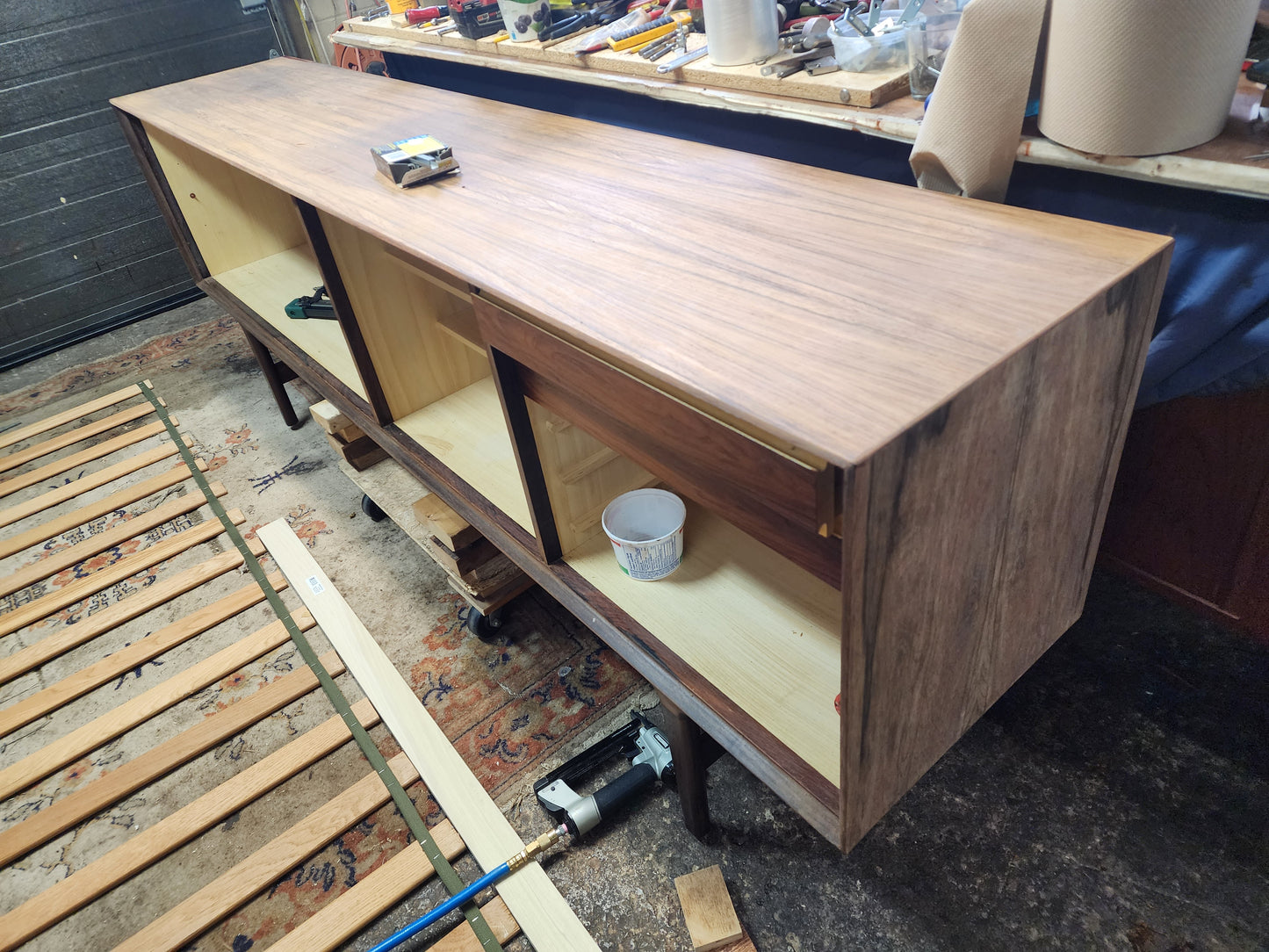 REFINISHED Mid Century Modern Brazilian Rosewood Sideboard Hertug by F. Kayser 86"