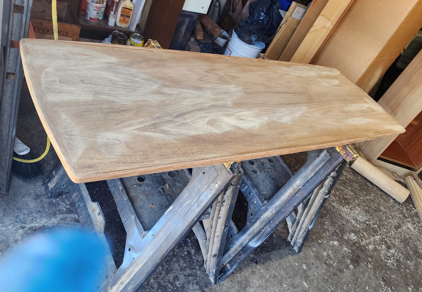 REFINISHED Danish Mid Century Modern Teak Coffee Table with Slatted Shelf