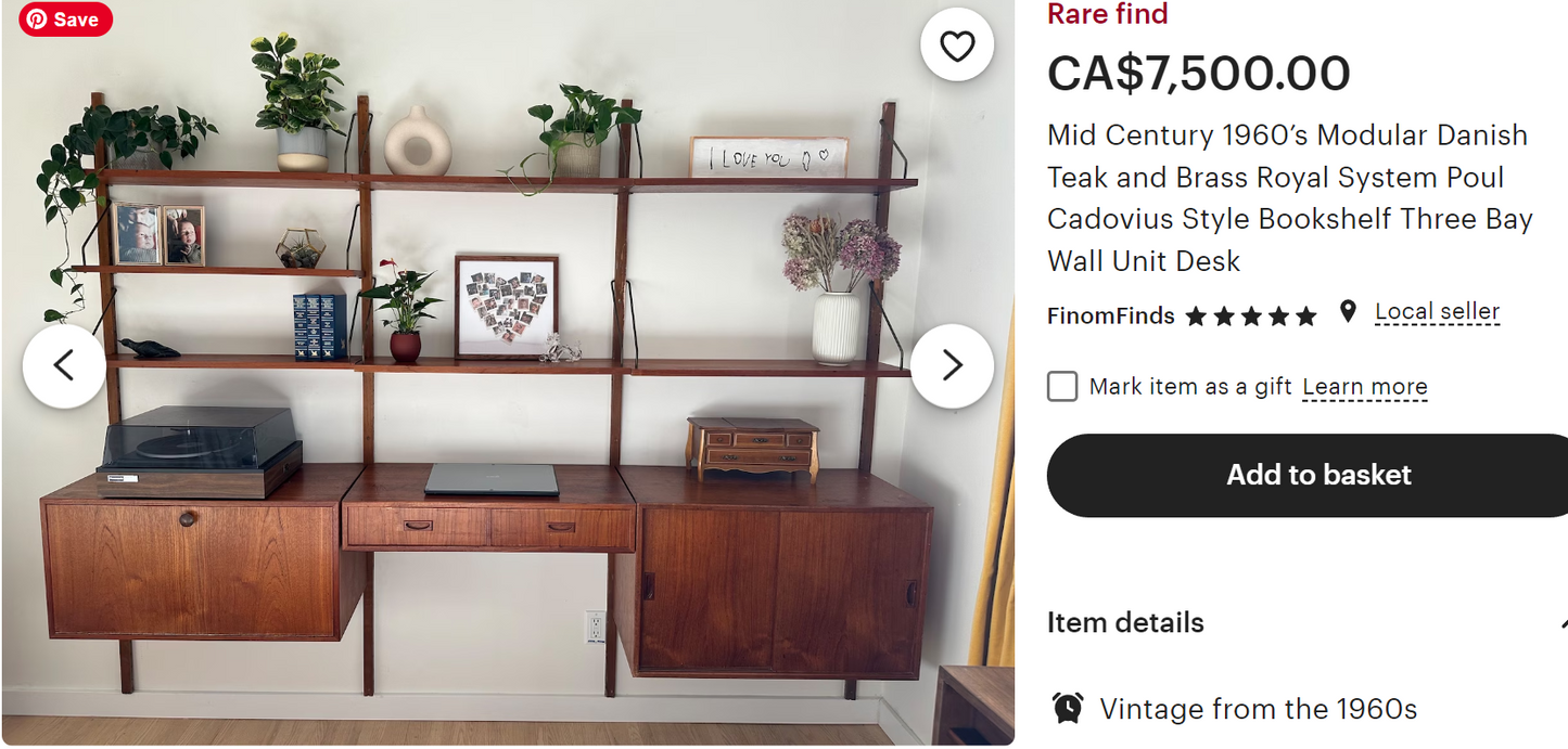 REFINISHED Danish MCM Teak Modular Wall Unit CADO by Poul Cadovius 3 sections