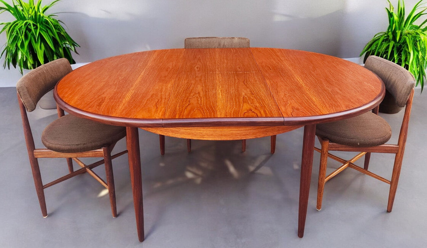REFINISHED MCM Teak Extension Table & 6 REUPHOLSTERED chairs by G Plan