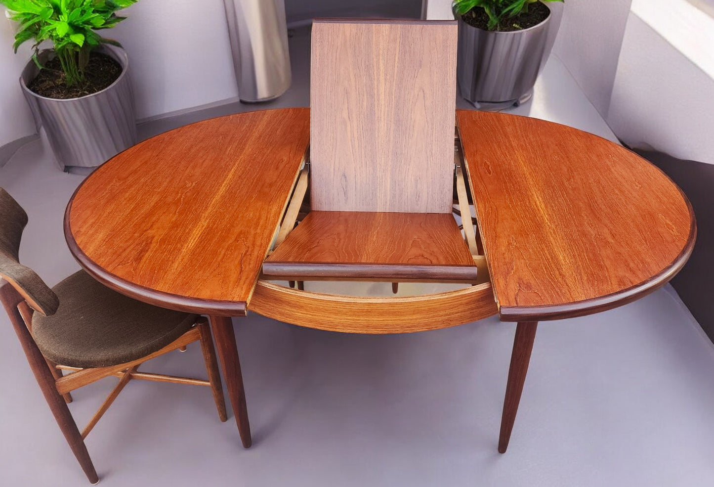 REFINISHED MCM Teak Extension Table & 6 REUPHOLSTERED chairs by G Plan