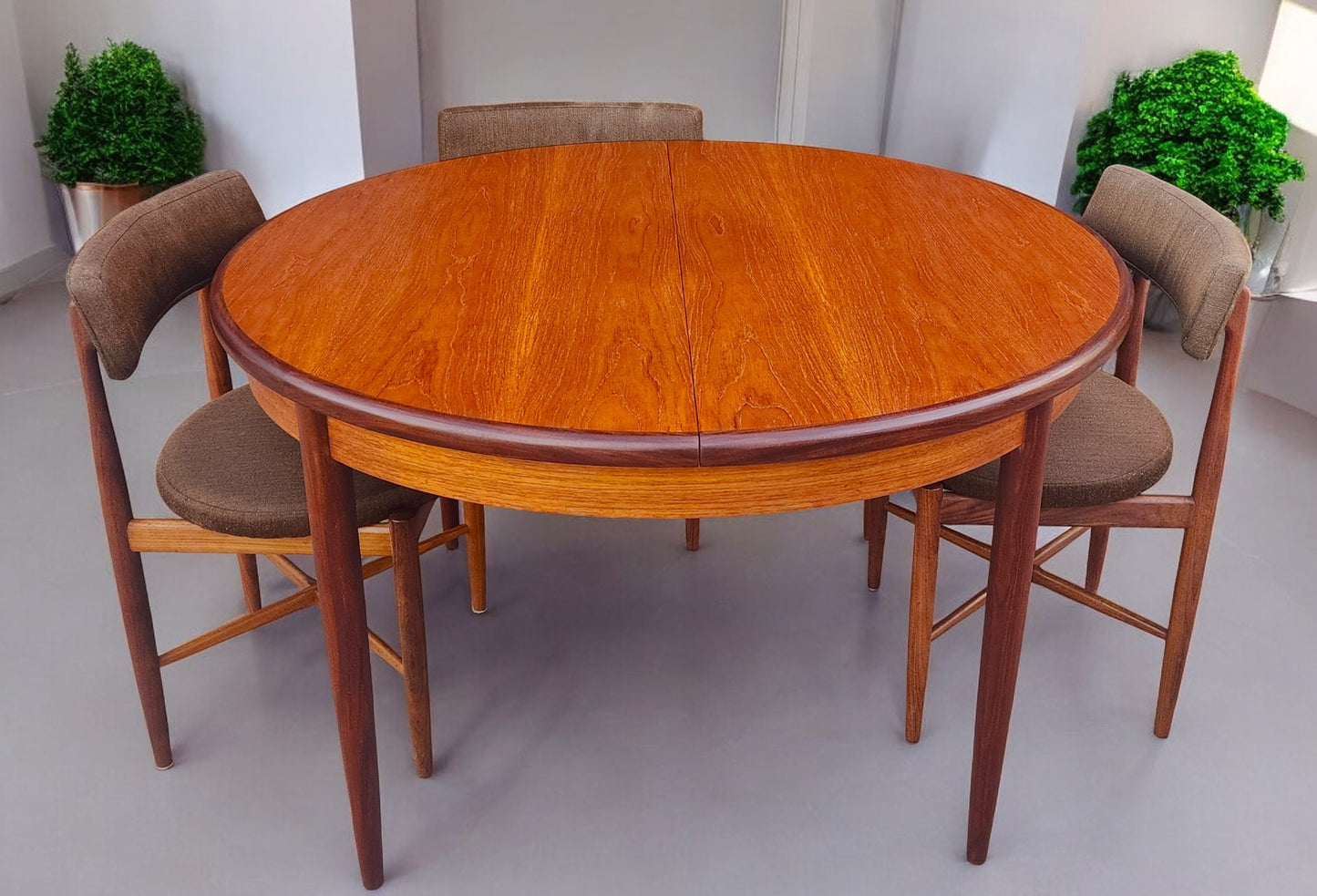 REFINISHED MCM Teak Extension Table & 6 REUPHOLSTERED chairs by G Plan