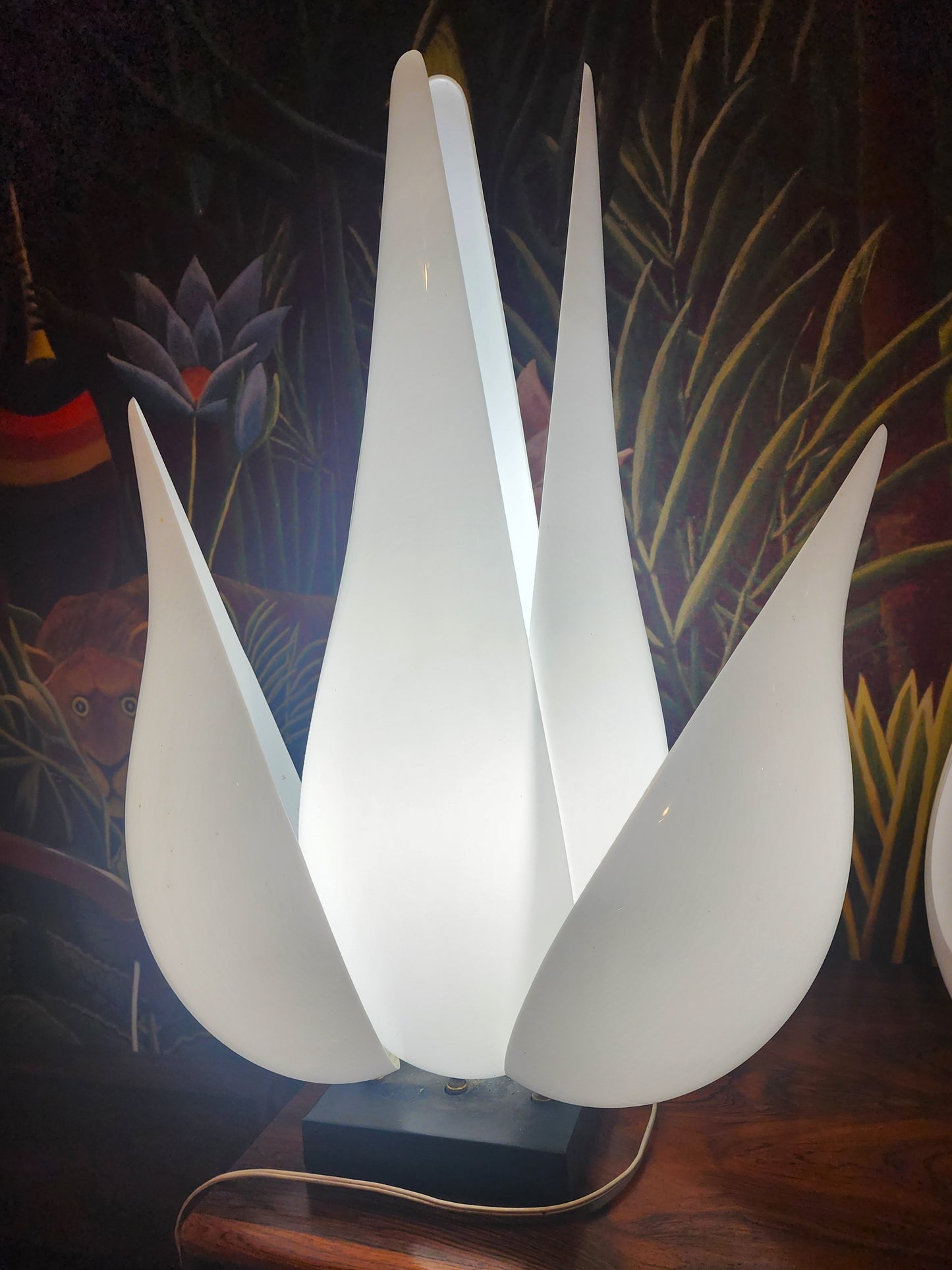 Mid Century Modern Large Sculptural Acrylic Tulip Lamps by R.Rougier