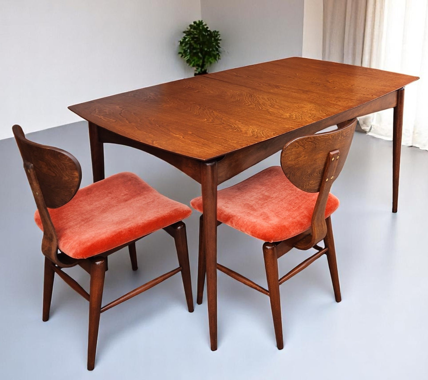 REFINISHED MCM Russell Spanner Dining Table & 6 REUPHOLSTERED Chairs