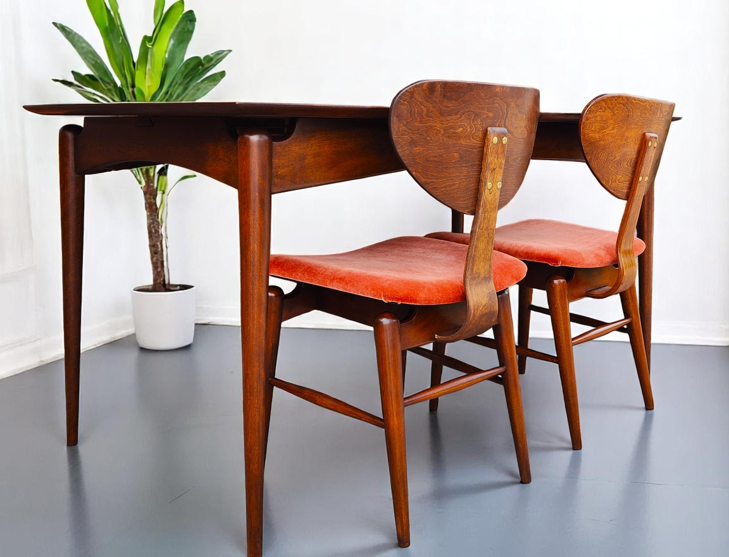 REFINISHED MCM Russell Spanner Dining Table & 6 REUPHOLSTERED Chairs