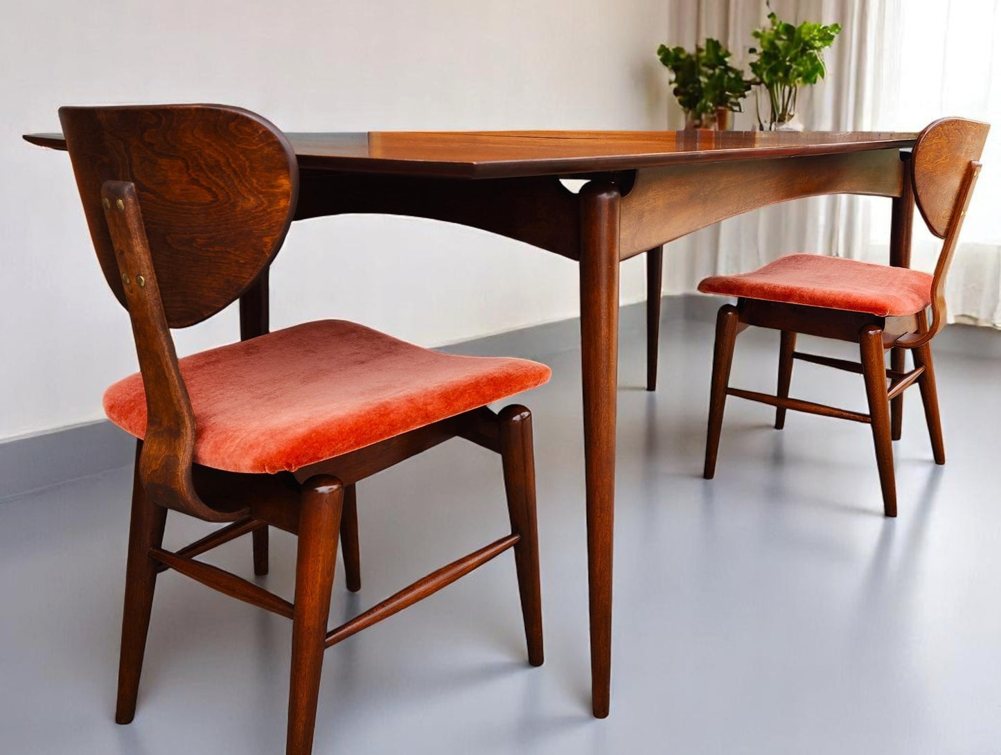 REFINISHED MCM Russell Spanner Dining Table & 6 REUPHOLSTERED Chairs