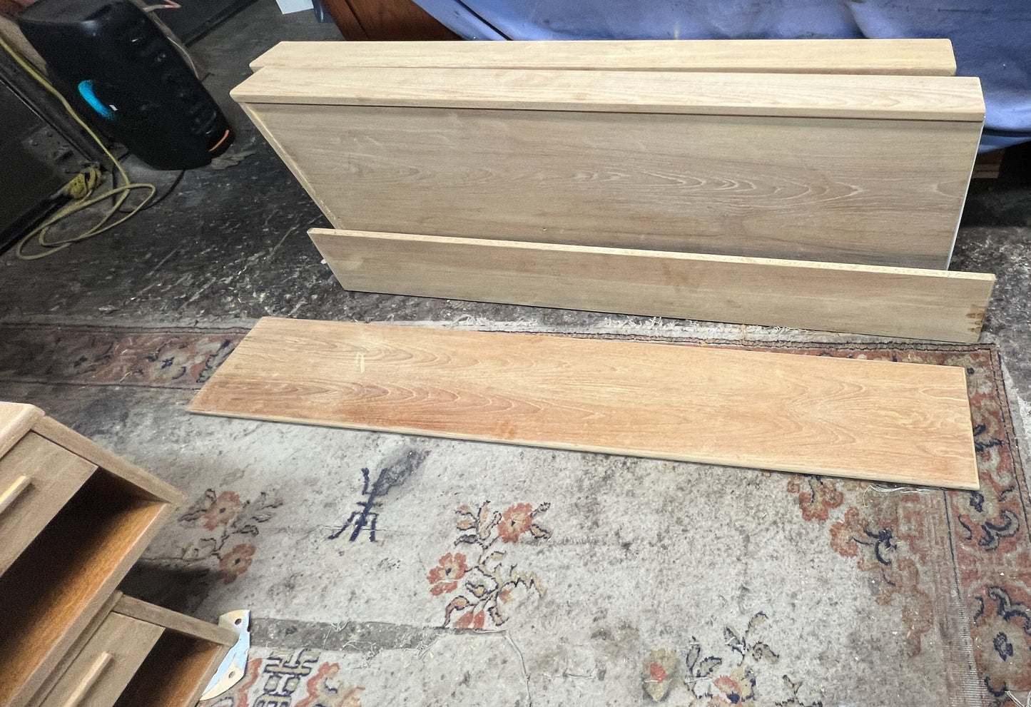 REFINISHED Mid Century Modern Teak Bed w Floating Nightstands Queen