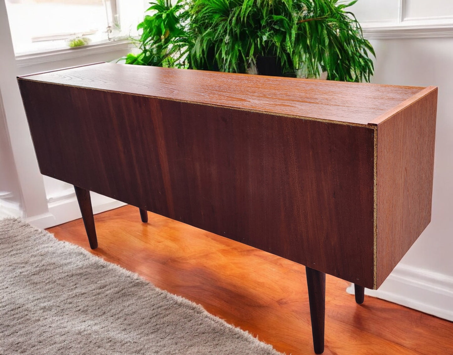 REFINISHED Mid Century Modern Teak Display Bookcase 48"
