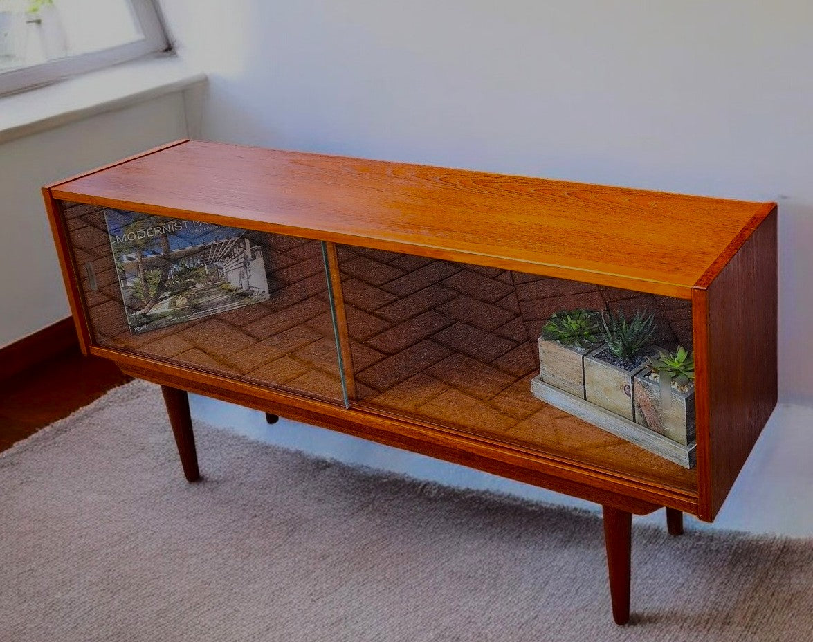 REFINISHED Mid Century Modern Teak Display Bookcase 48"
