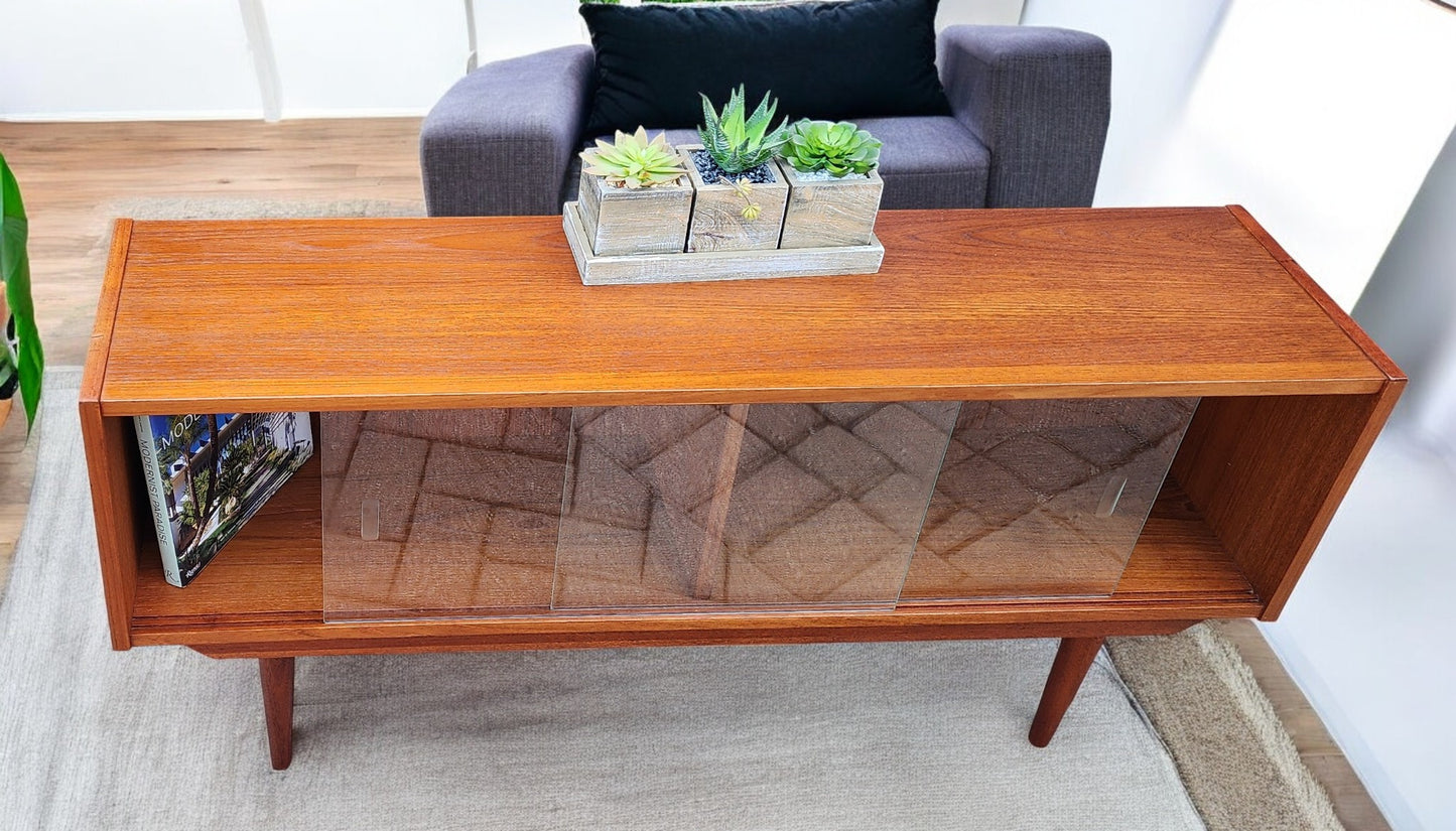 REFINISHED Mid Century Modern Teak Display Bookcase 48"