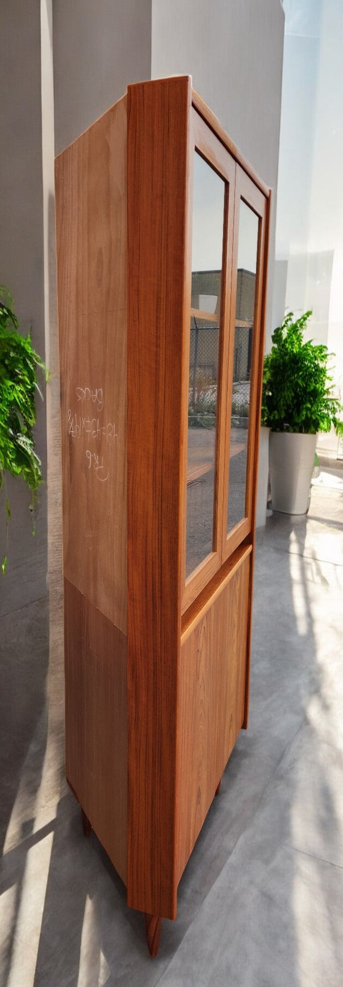 RESTORED Mid Century Modern Teak Lighted Corner Cabinet