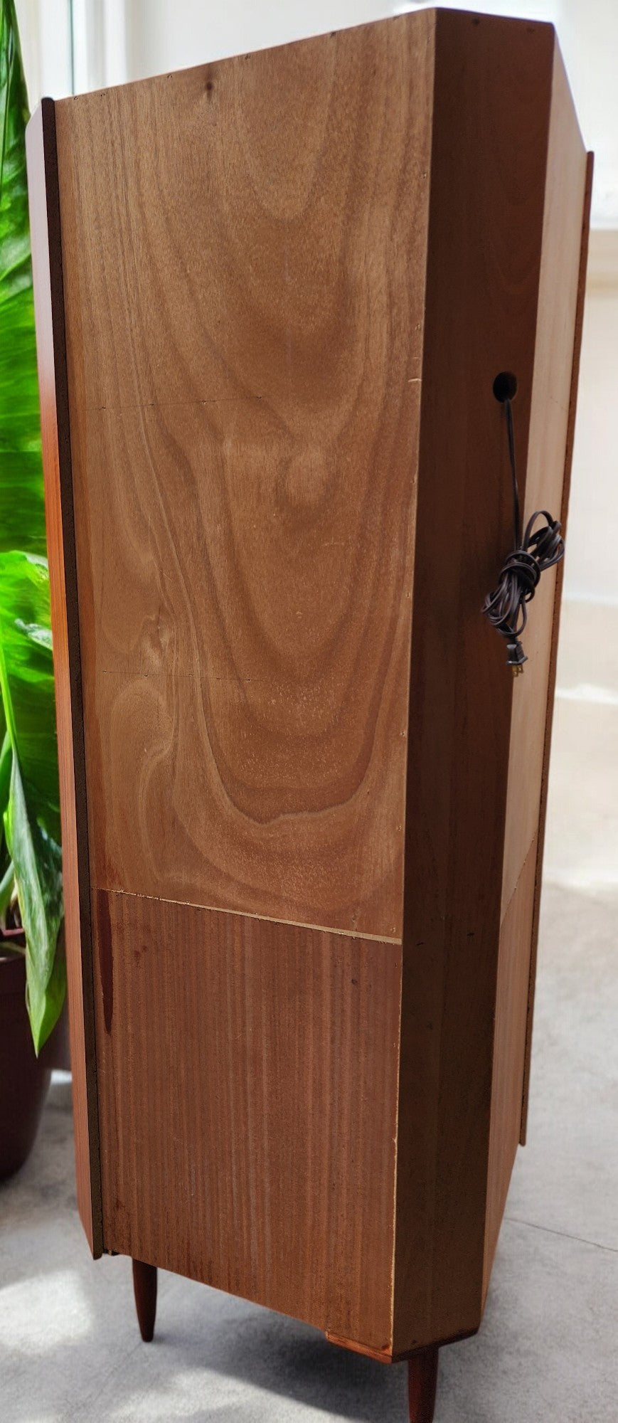 RESTORED Mid Century Modern Teak Lighted Corner Cabinet