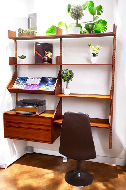 REFINISHED Mid Century Modern Teak Modular Wall Unit by REFF