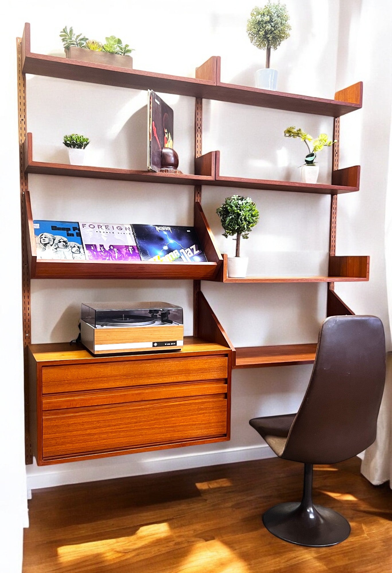 REFINISHED Mid Century Modern Teak Modular Wall Unit by REFF