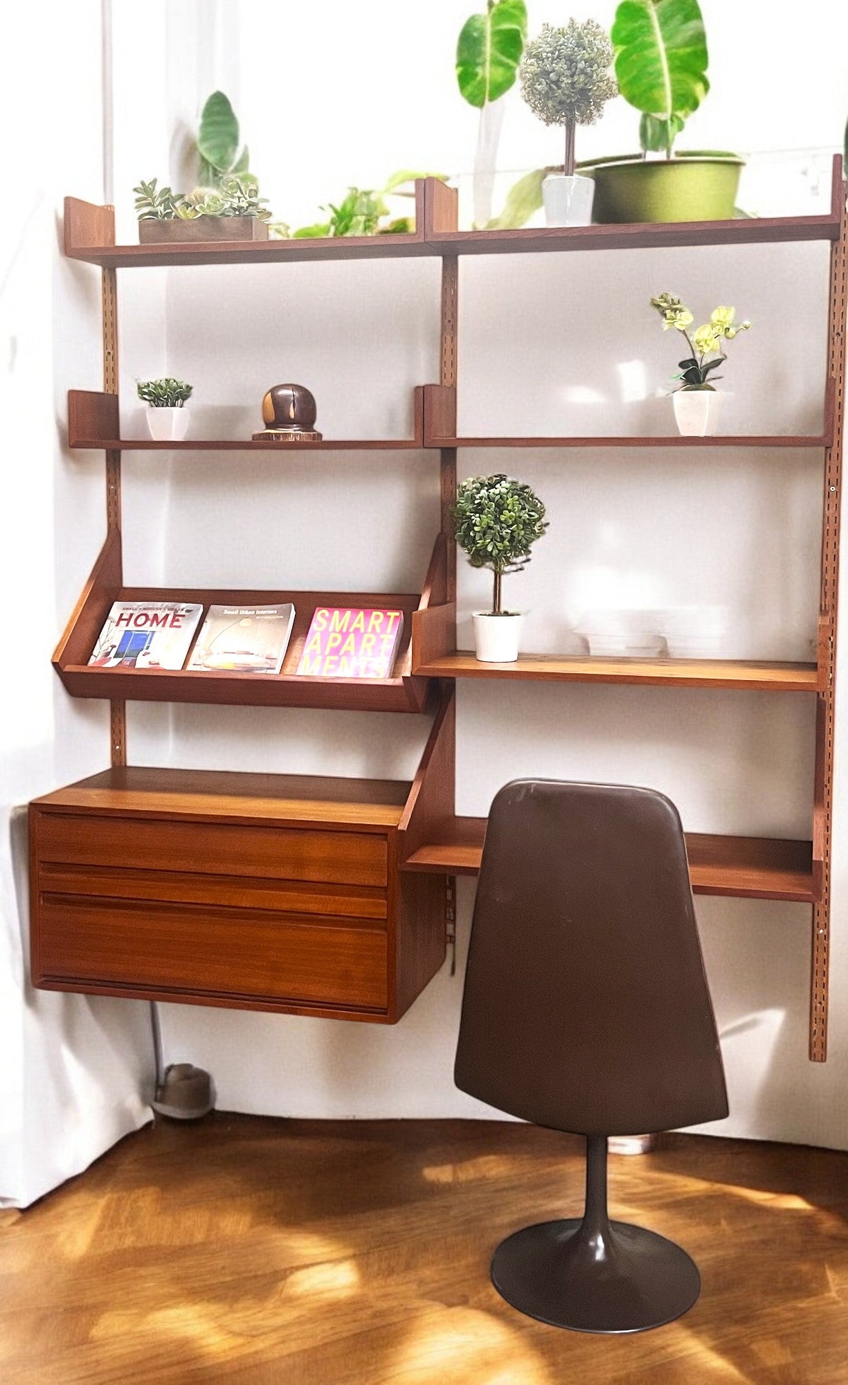 REFINISHED Mid Century Modern Teak Modular Wall Unit by REFF