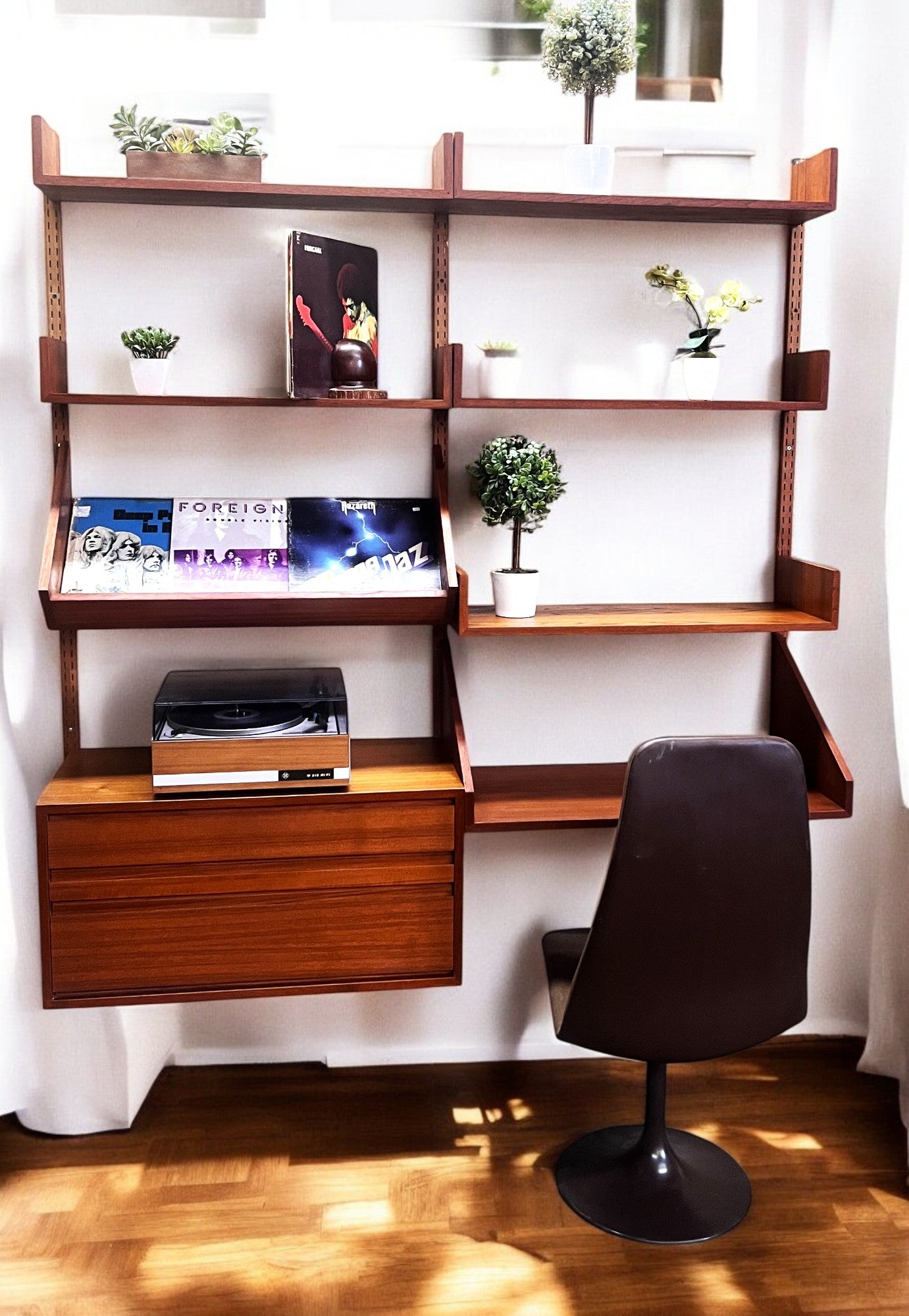 REFINISHED Mid Century Modern Teak Modular Wall Unit by REFF