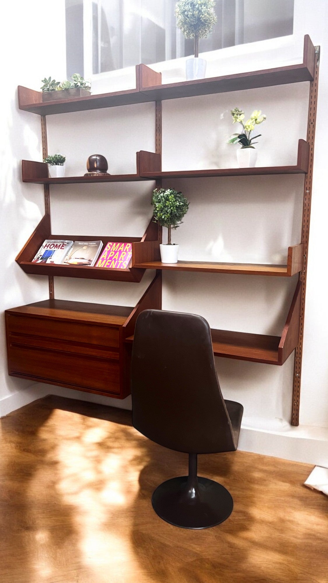 REFINISHED Mid Century Modern Teak Modular Wall Unit by REFF