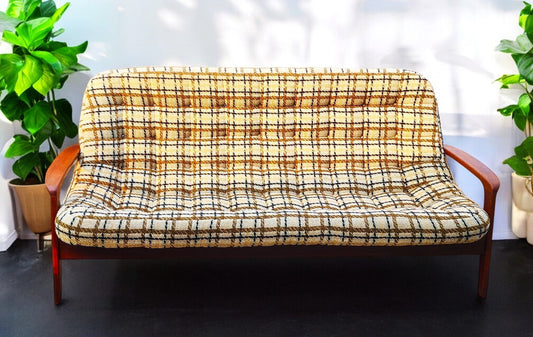 REFINISHED Mid Century Modern R.Huber Teak Scoop Sofa