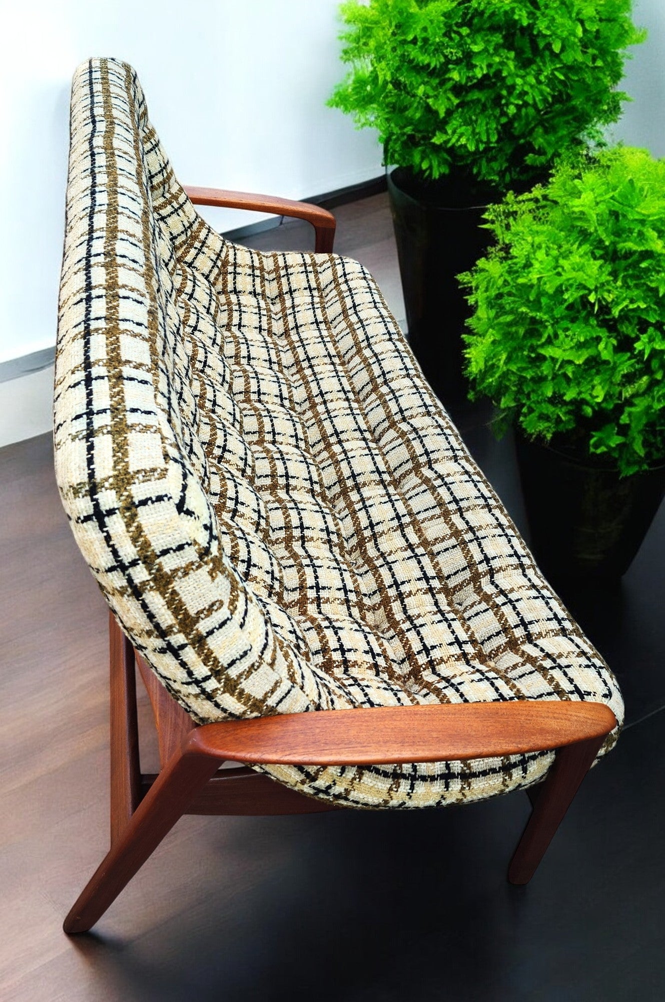 REFINISHED Mid Century Modern R.Huber Teak Scoop Sofa