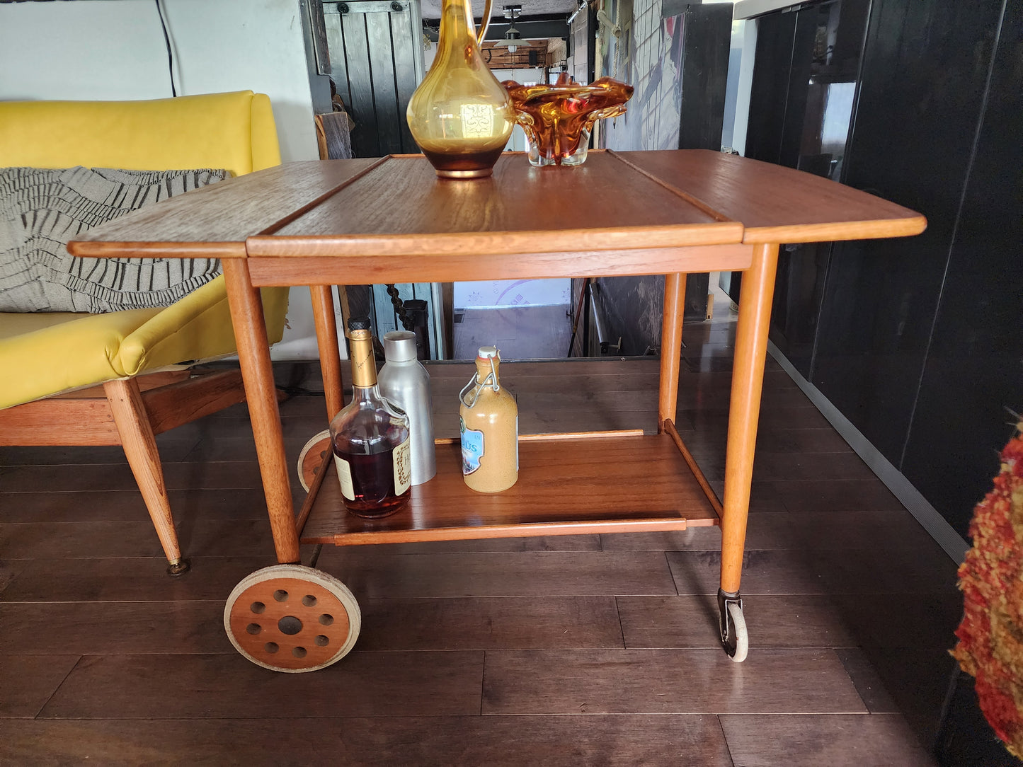 REFINISHED Swedish MCM Teak Bar Cart by Ove Blidberg "Rullan"