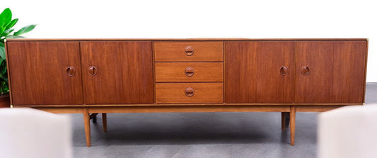 REFINISHED Dutch Mid Century Modern Teak Sideboard by W.Watting for Fristho 96.5"