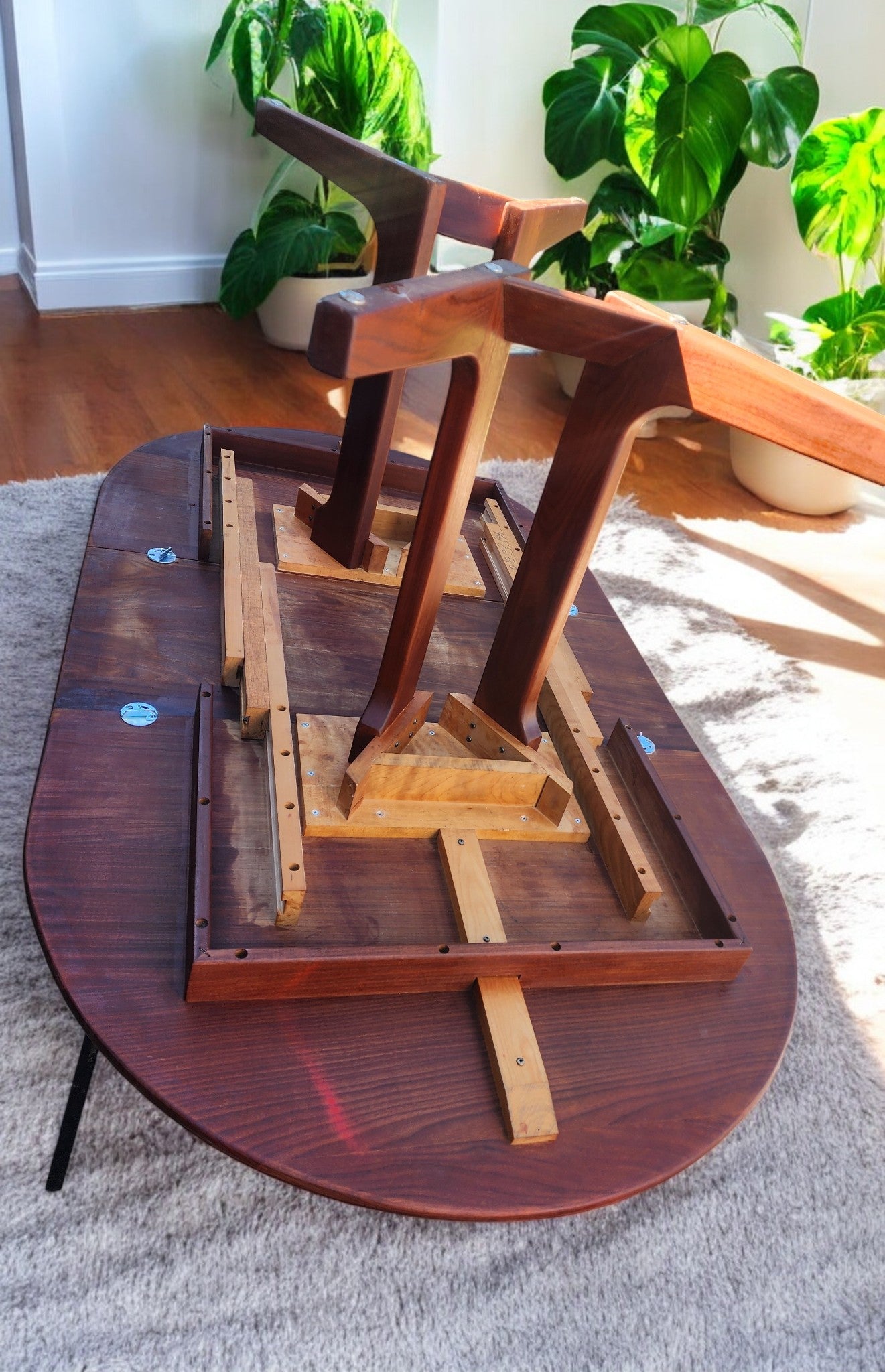 REFINISHED Mid Century Modern SOLID Teak Table by J.Kuypers 58"-76"