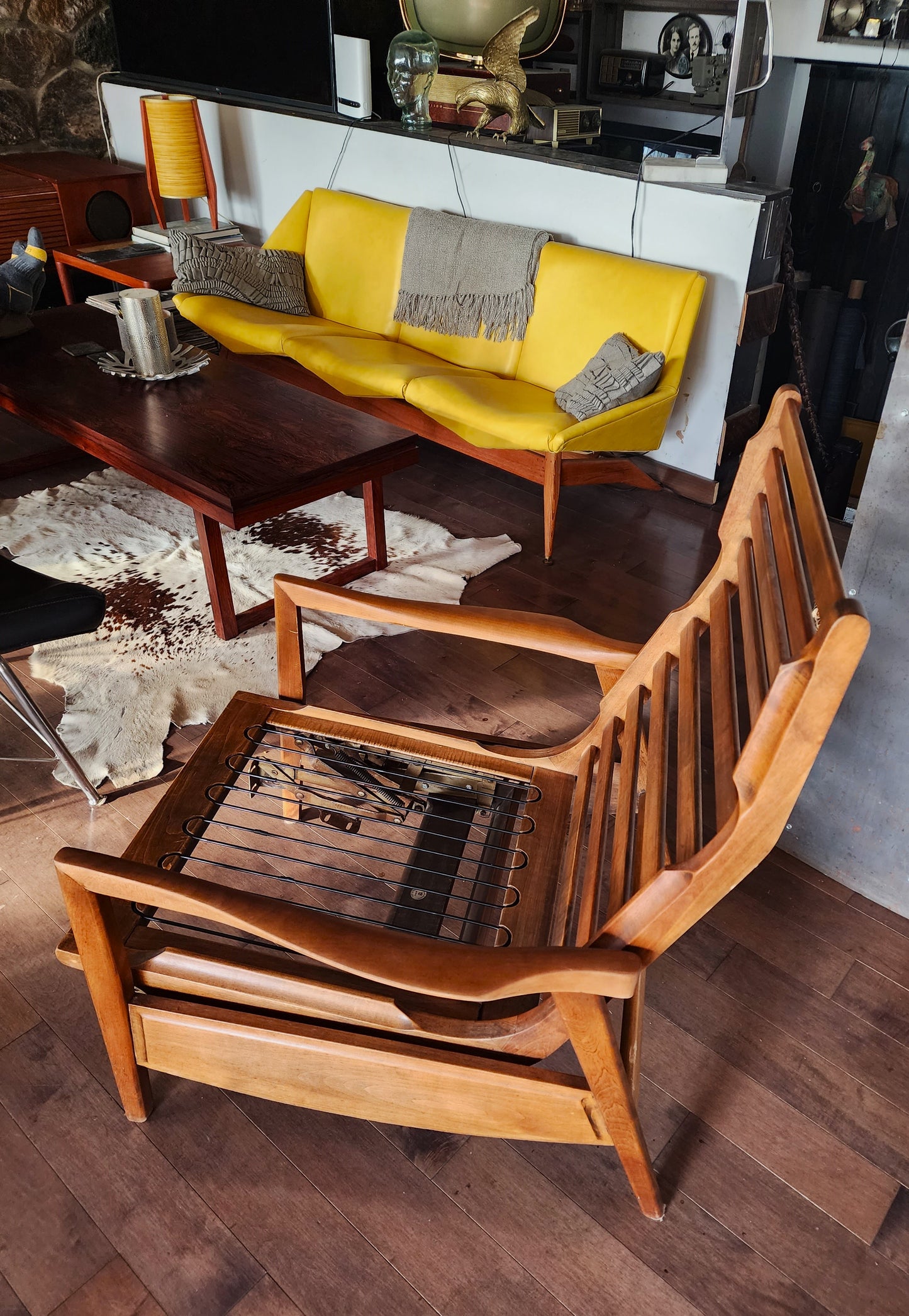 Choose Fabric***RESTORED Mid Century Modern Lounge Chair Reclining, will get NEW Cushions